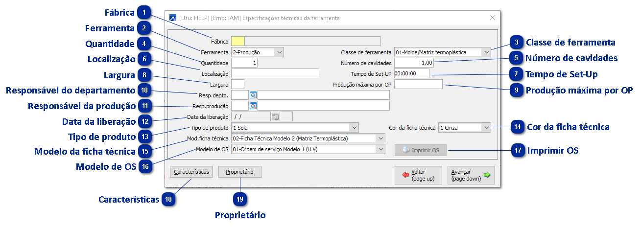 Especificações Técnicas - Ferramentas