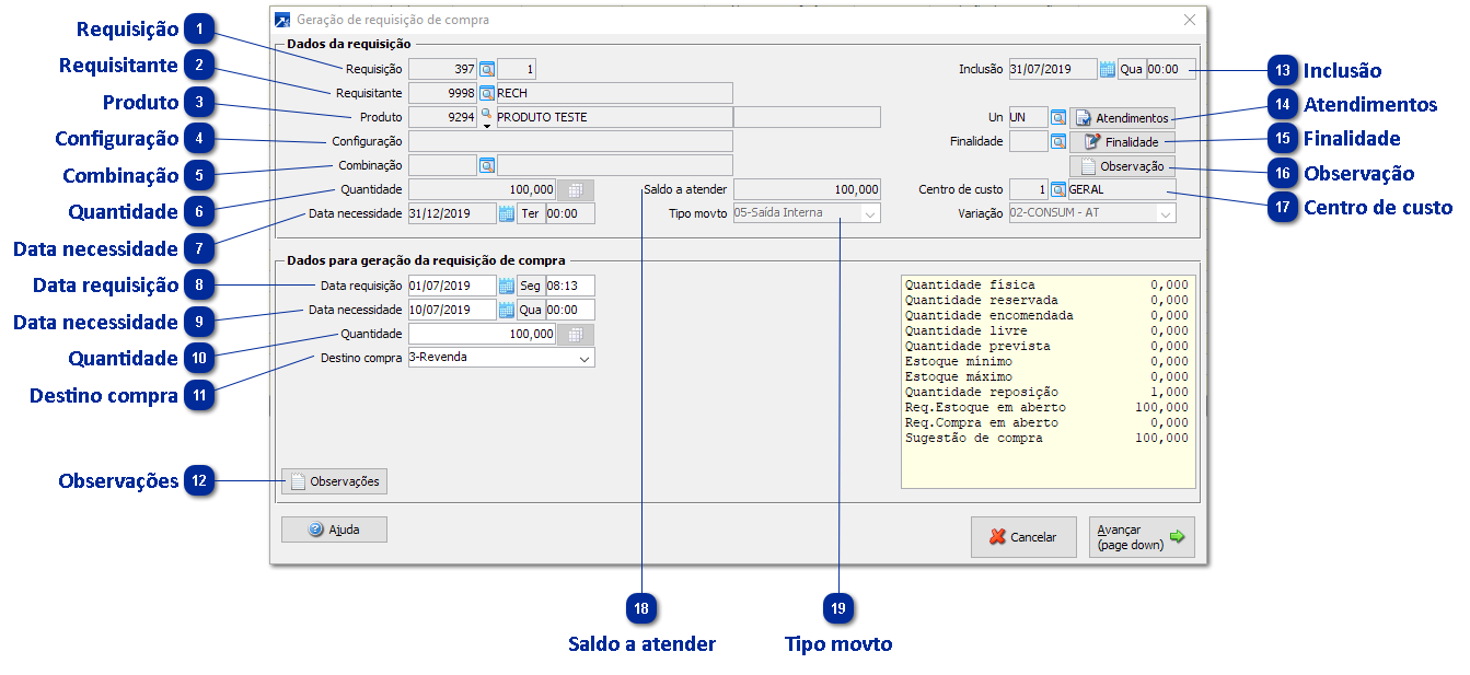 Geração de Requisição