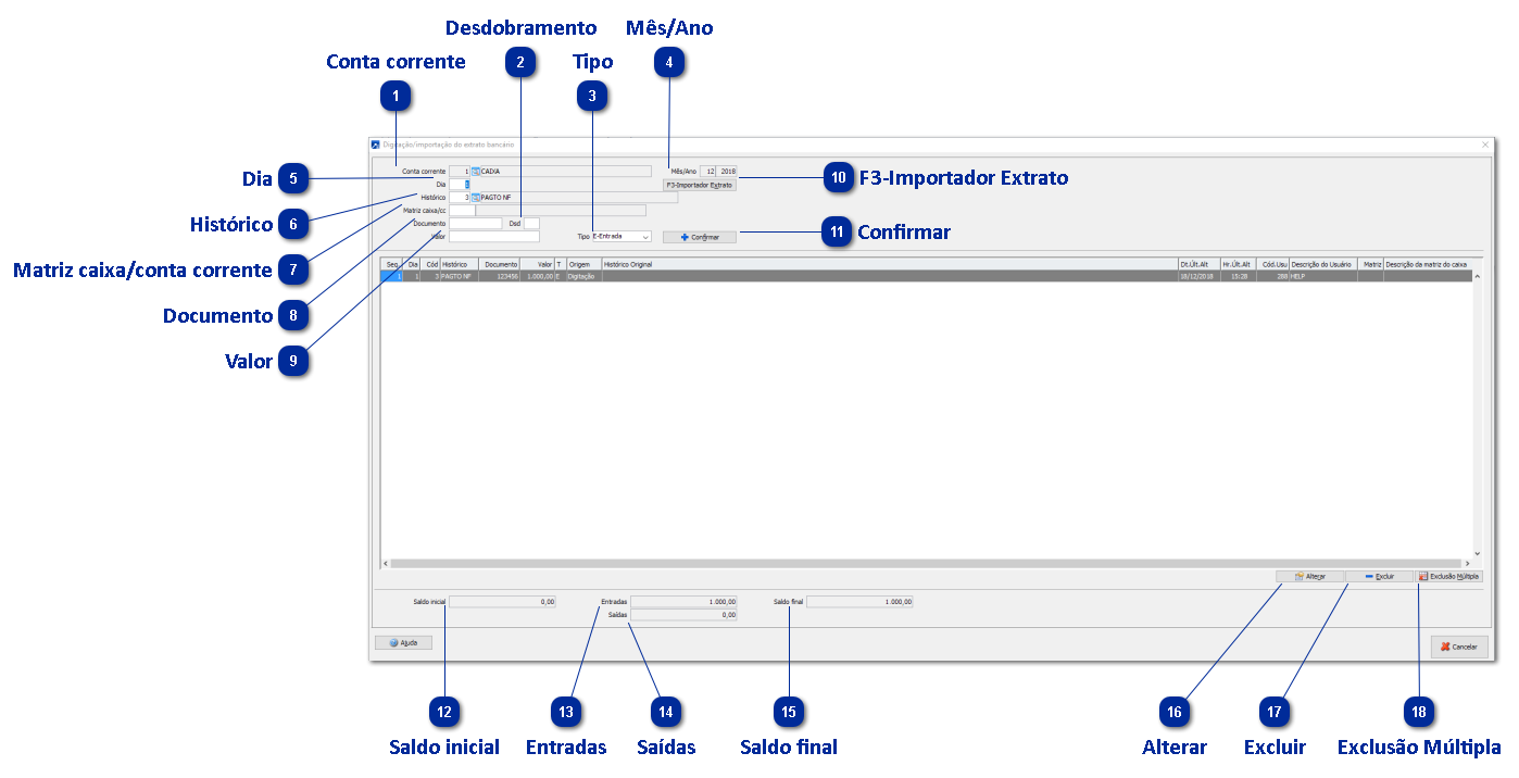 Importação do Extrato
