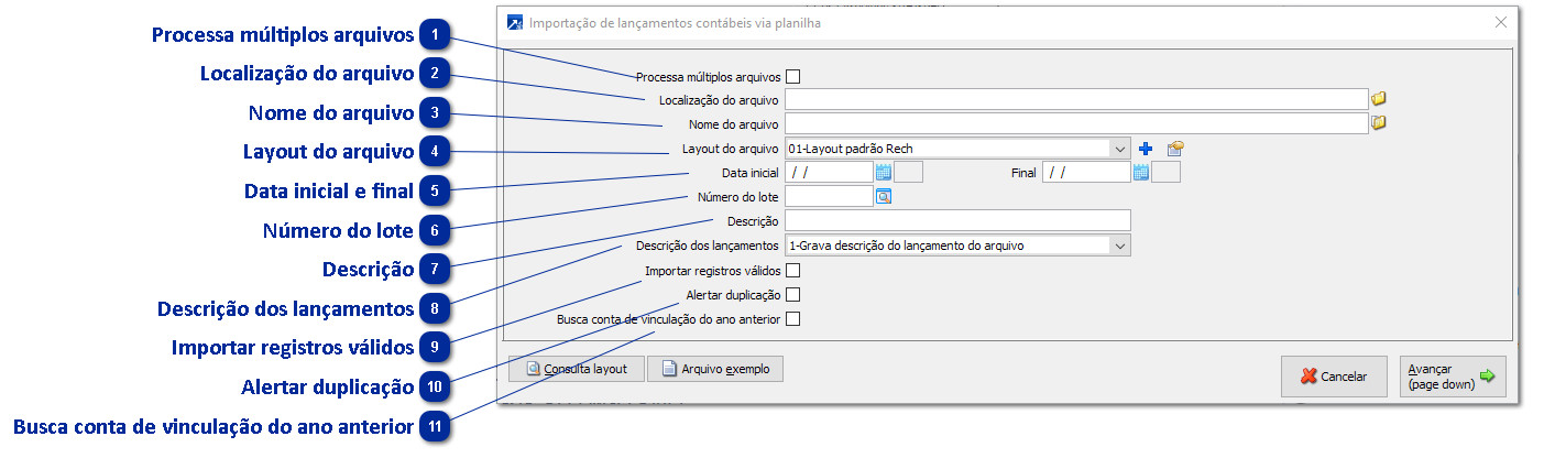 Importação de Lançamentos Contábeis via Planilha