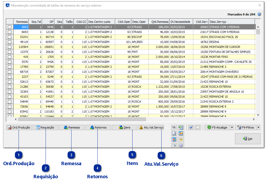 Manutenção Consolidada de Talões