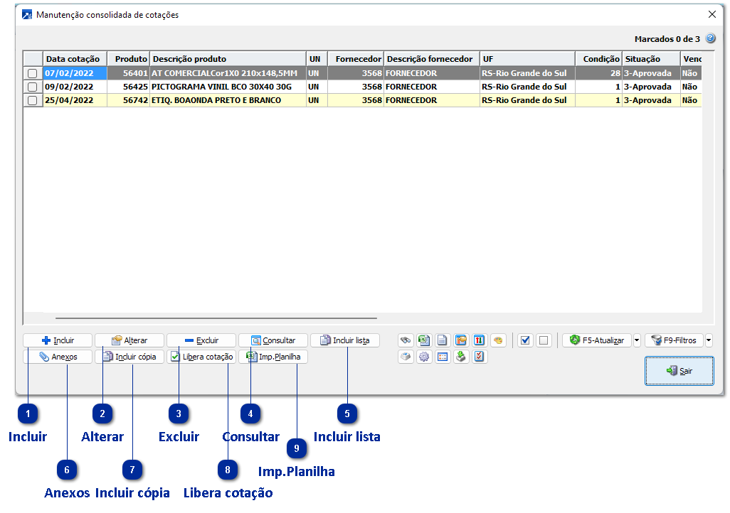 Manutenção consolidada