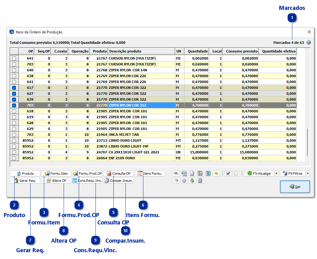 Manutenção consolidada dos Itens da OP