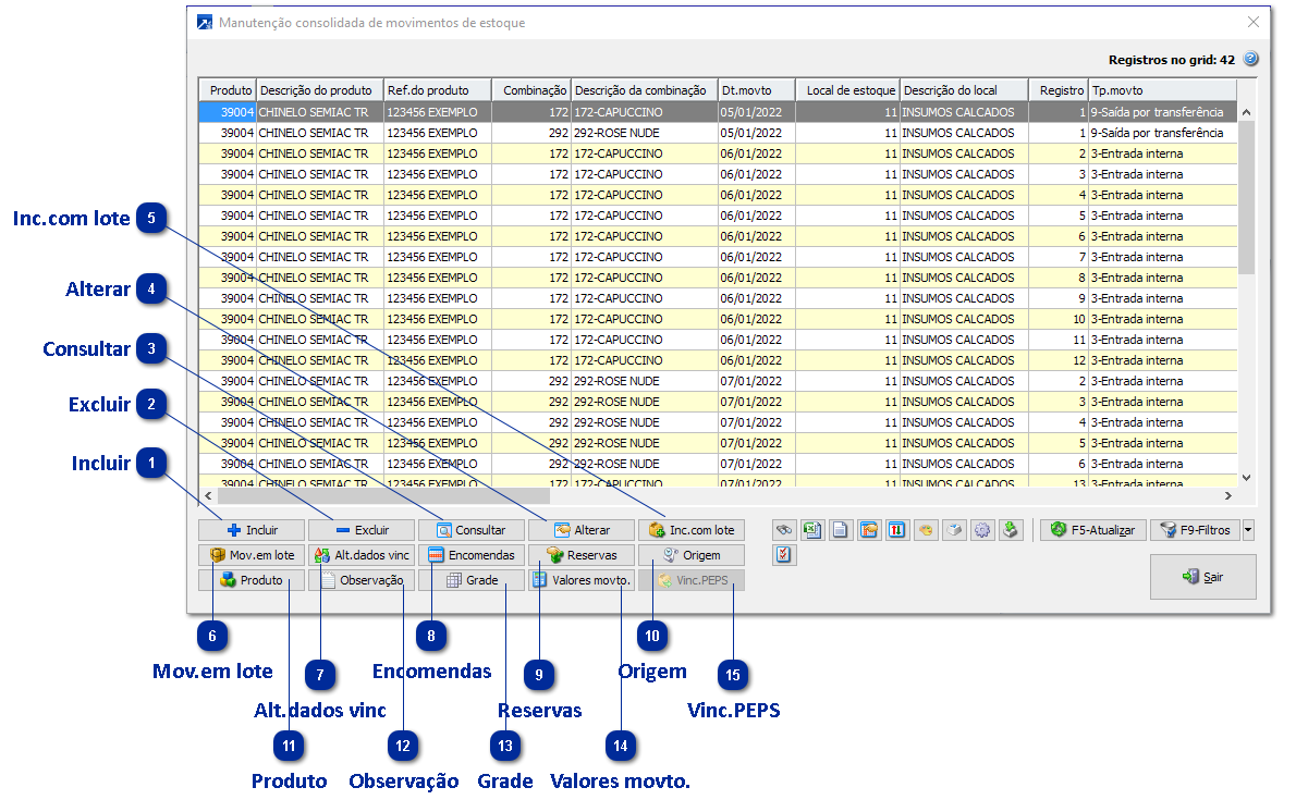 Manutenção Consolidada Movimentos Estoque