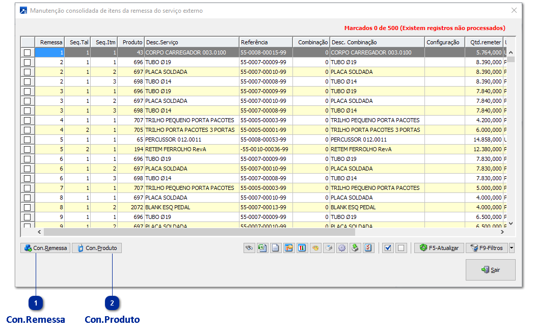 Manutenção Consolidada de Itens