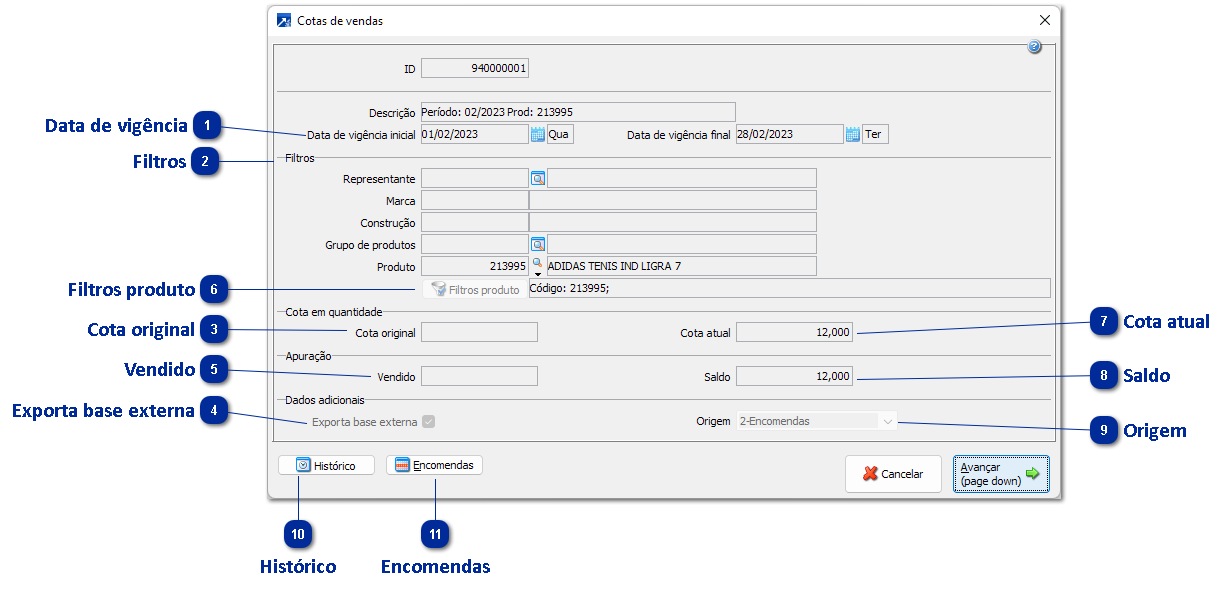 Manutenção de cotas de vendas