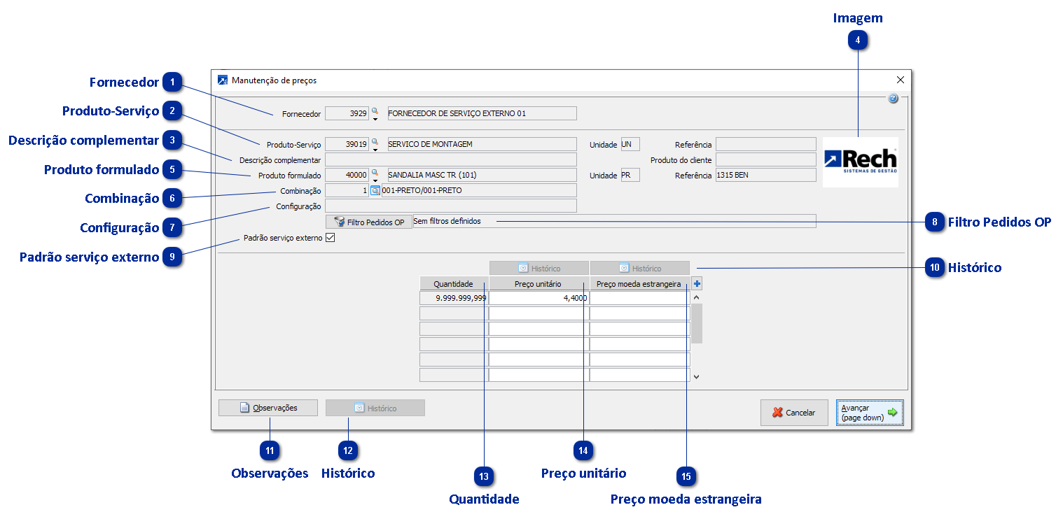 Manutenção do preço por fornecedor