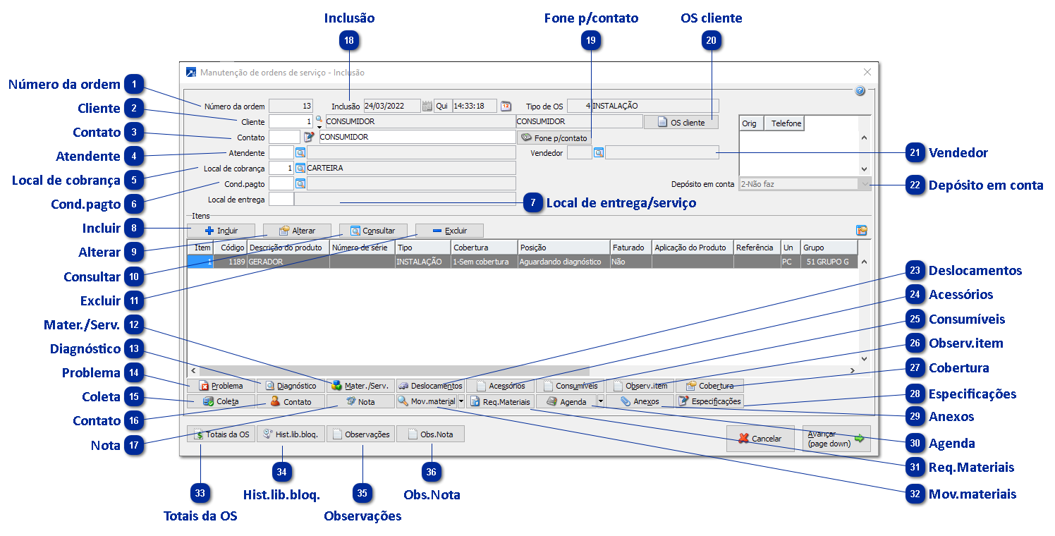 Manutenção da Ordem de Serviço