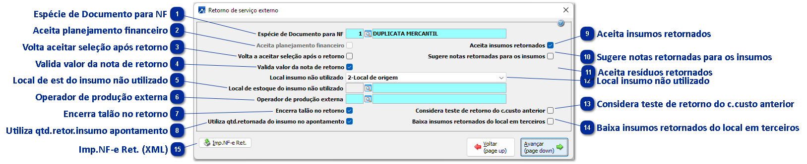 Configurações da Empresa - Retorno