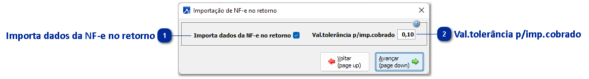Importação de NF-e no retorno