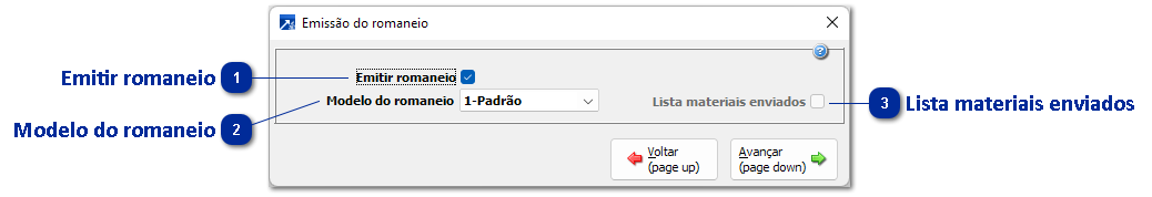 Emissão do Romaneio
