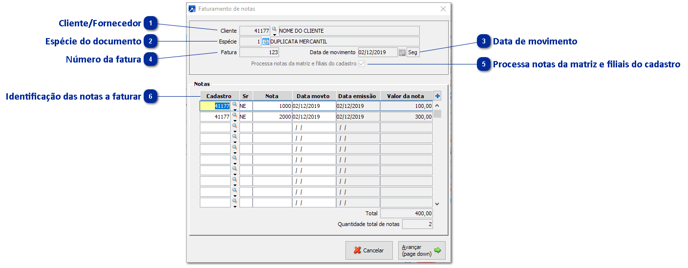 Re/Faturamento de Notas