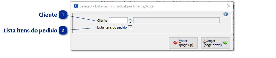 Listagem Individual por Cliente/Nota