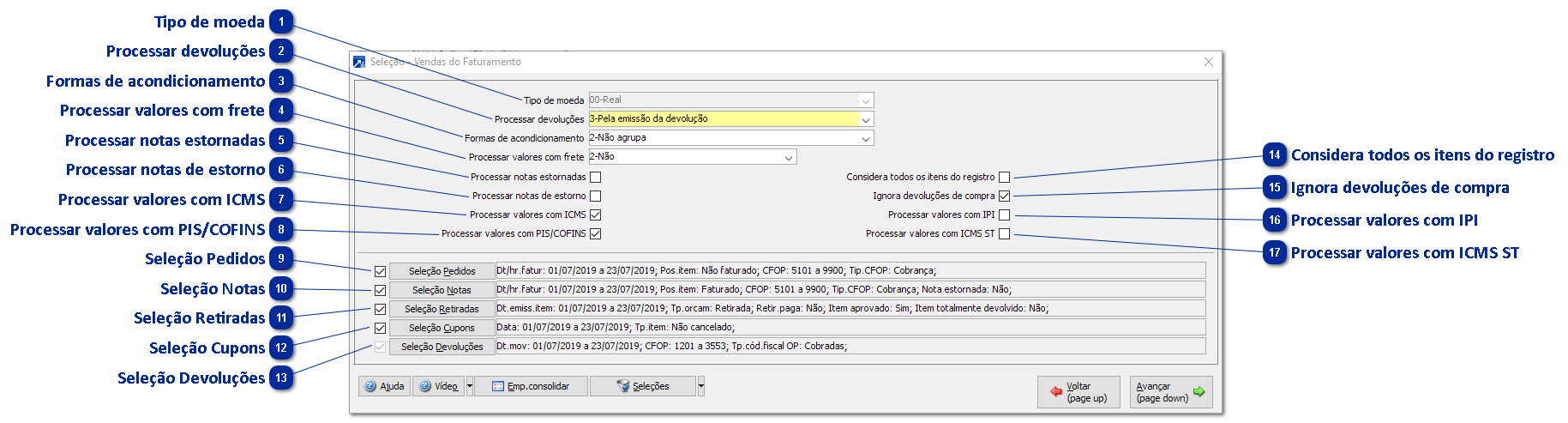 Seleção do Faturamento