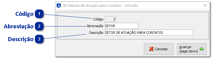36 - Setor de Atuação para Contatos