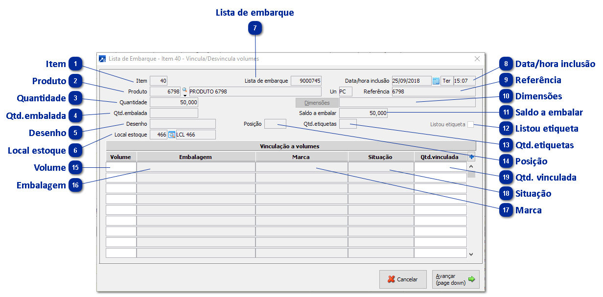 Vinculação de Itens em Volumes