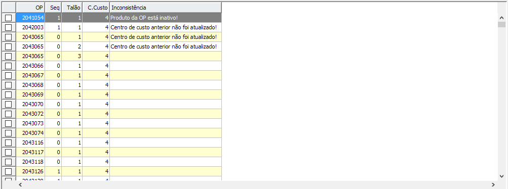 3. Grid com talões a serem apontados