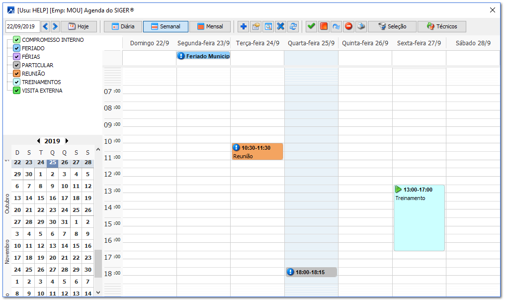 Agenda do SIGER®