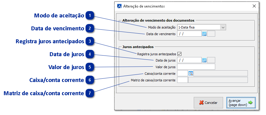 Alteração de vencimentos