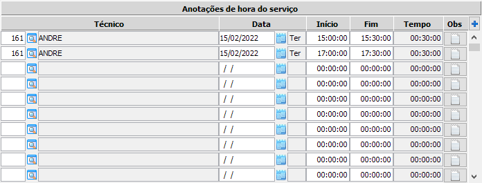 5. Grupo de horários