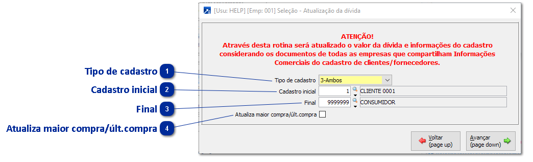 Atualiza Valor da Dívida