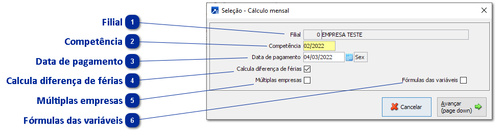 Cálculo Mensal