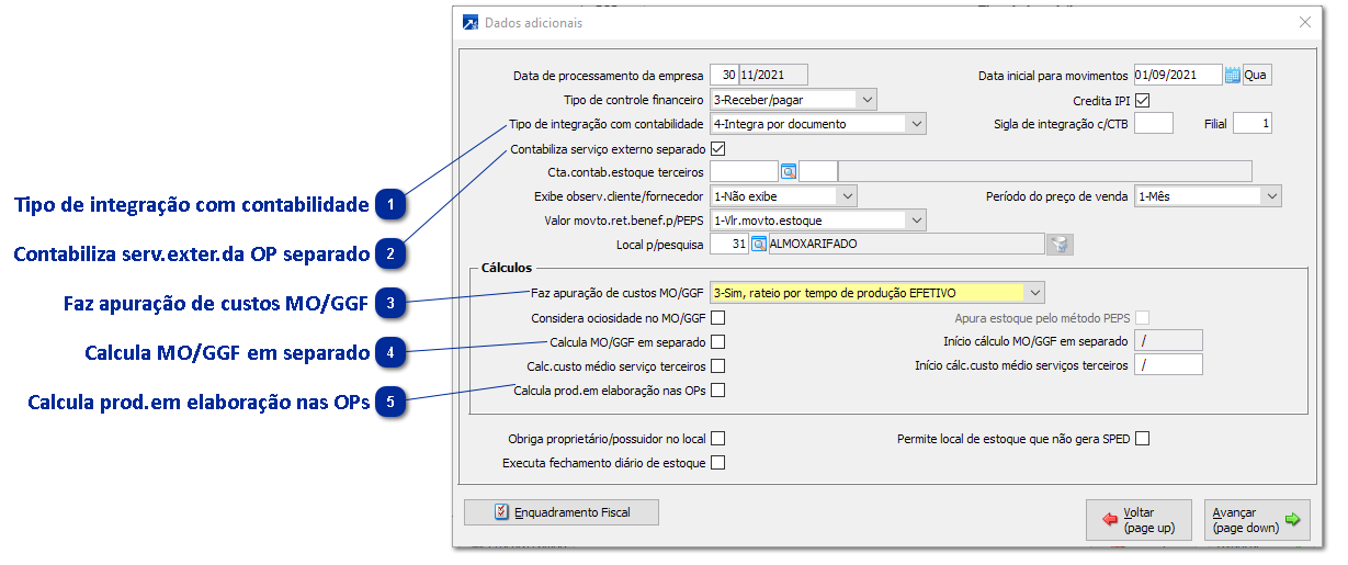 Configurações e preparação dos cadastros