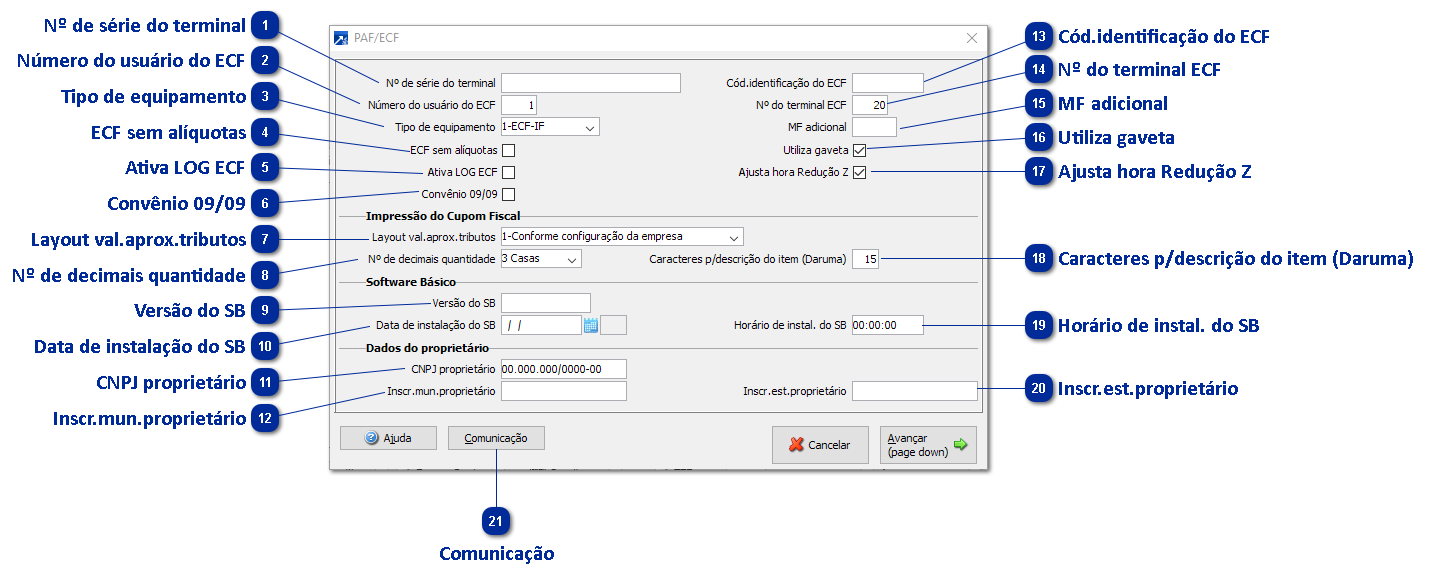 Configurações Específicas - PAF/ECF