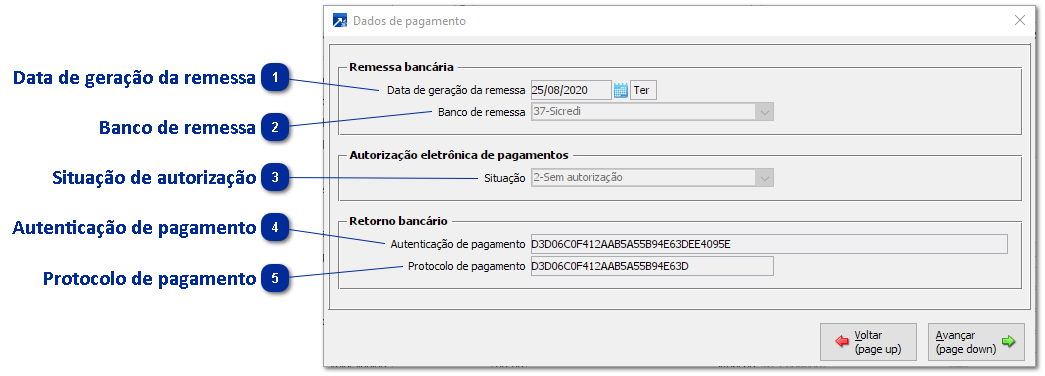 Dados de pagamento