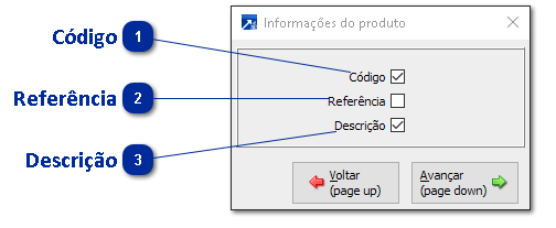 Configurações das Informações do Produto