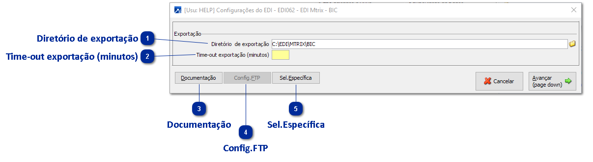 Configurações para geração do arquivo