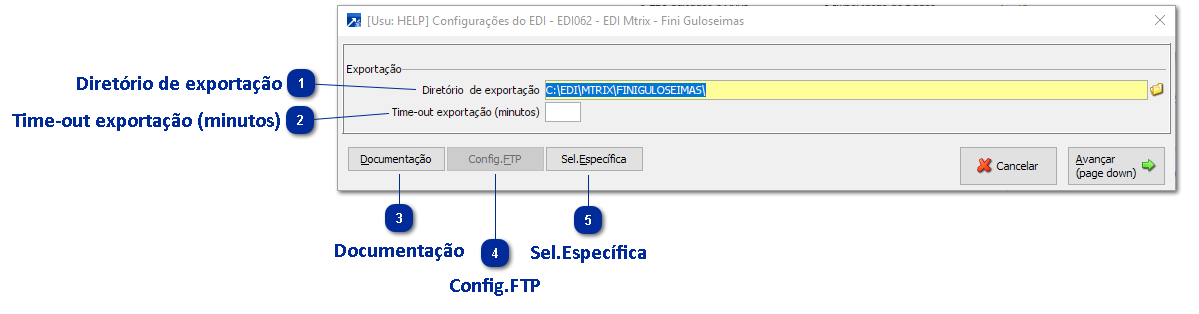 Configurações para geração do arquivo