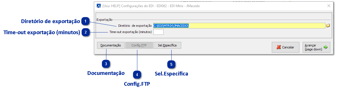 Configurações para geração do arquivo