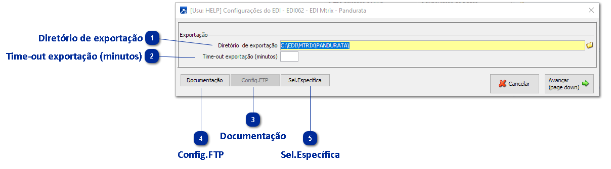 Configurações para geração do arquivo