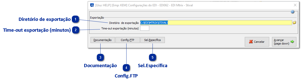 Configurações para geração do arquivo