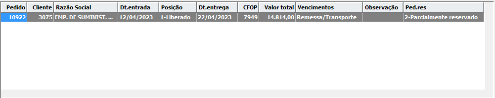 1. Grid de pedidos