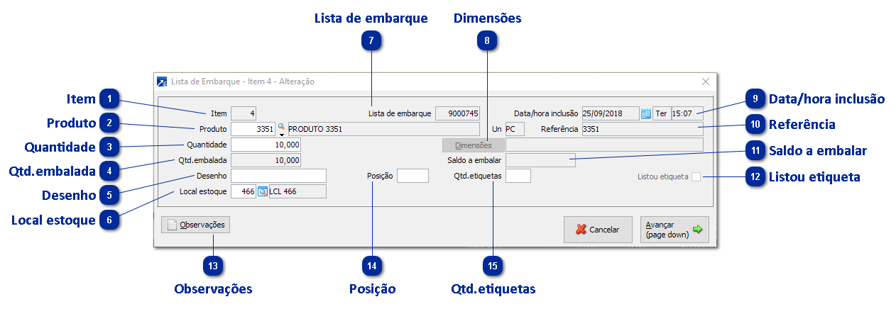 Item da Lista de Embarque