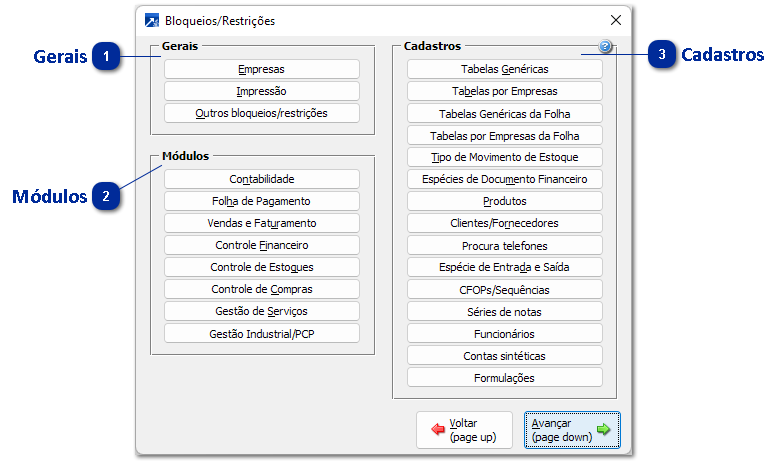 Bloqueios/Restrições