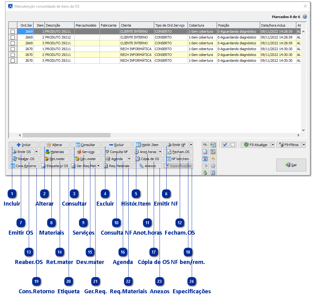 Manutenção Consolidada de Ordens de Serviço 