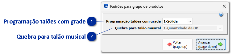 Padrões para grupo produtos