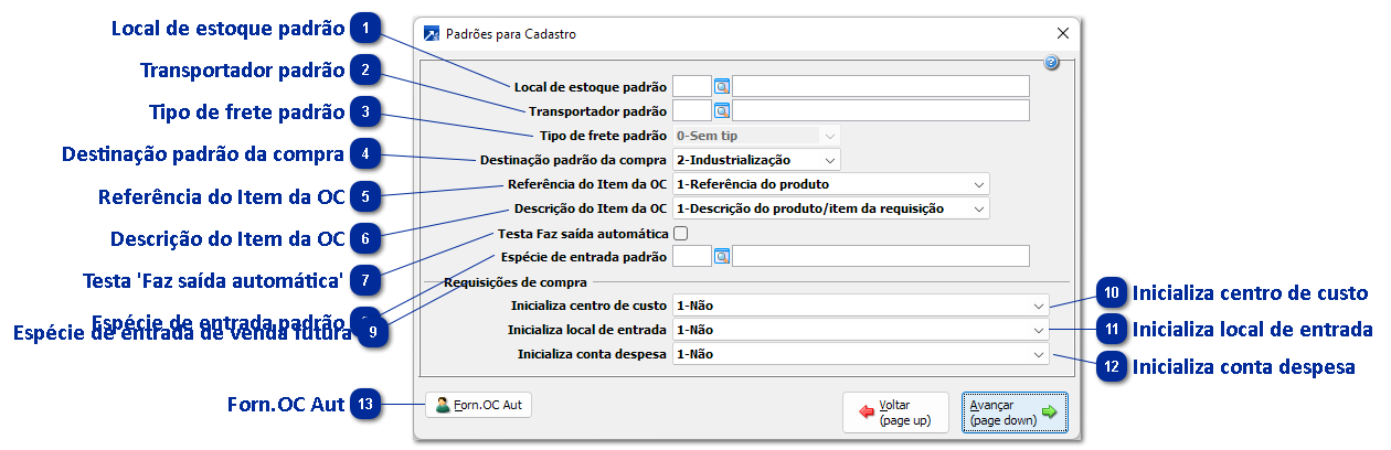 Padrões para cadastro