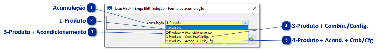 Seleções padrão