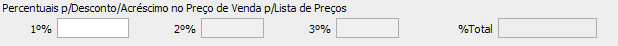 12. Percentuais
 p/Desconto/Acréscimo no 
Preço de Venda p/Lista de Preços