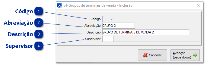 54 - Grupos de Terminais de Venda