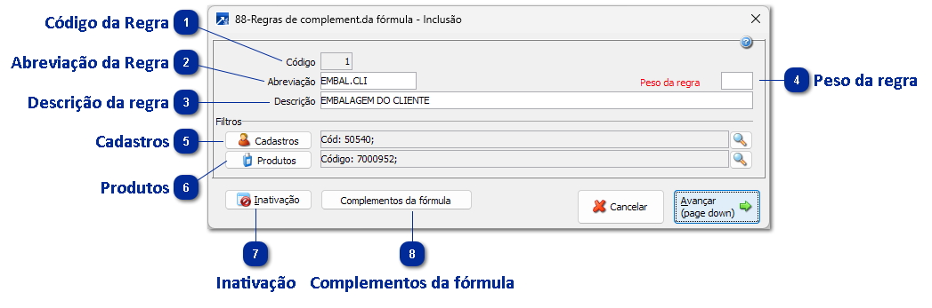 88 - Regras dos Complementos da Fórmula