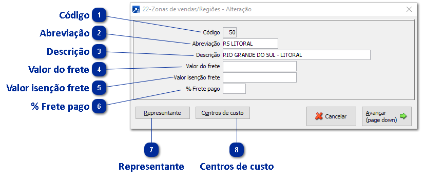 22 - Zona de Venda/Região