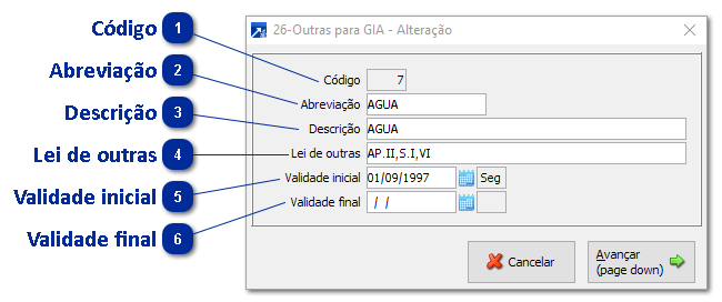 26 - Códigos de Outras - GIA