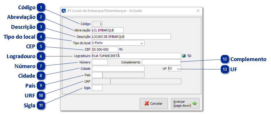 41 - Locais de Embarque/Desembarque
