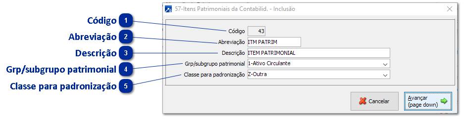 57 - Itens Patrimoniais da Contabilidade