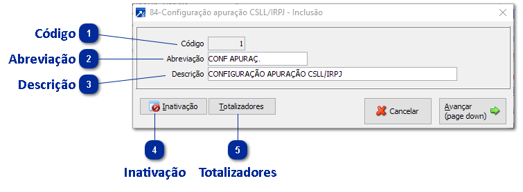 84 - Configurações do Demonstrativo de Apuração de CSLL/IRPJ no Lucro Presumido